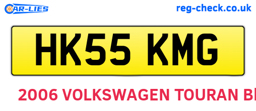 HK55KMG are the vehicle registration plates.