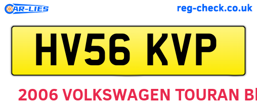 HV56KVP are the vehicle registration plates.