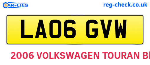 LA06GVW are the vehicle registration plates.