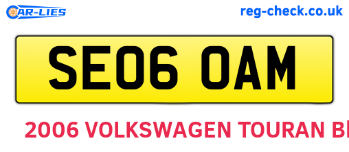 SE06OAM are the vehicle registration plates.