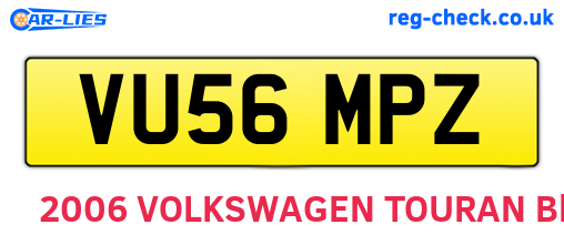 VU56MPZ are the vehicle registration plates.