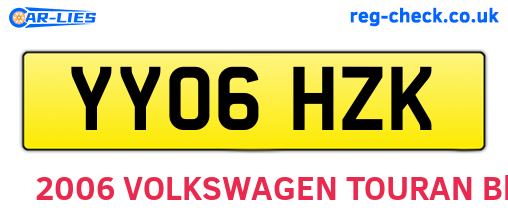 YY06HZK are the vehicle registration plates.
