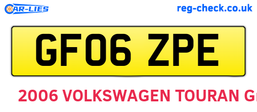 GF06ZPE are the vehicle registration plates.