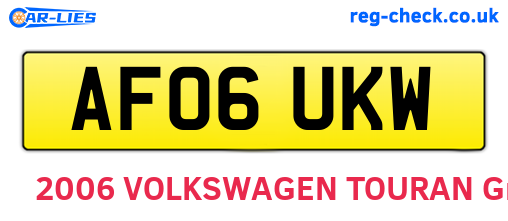 AF06UKW are the vehicle registration plates.