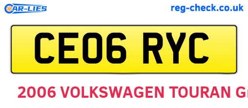 CE06RYC are the vehicle registration plates.