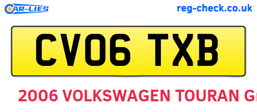 CV06TXB are the vehicle registration plates.