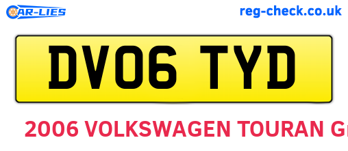 DV06TYD are the vehicle registration plates.