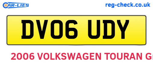 DV06UDY are the vehicle registration plates.