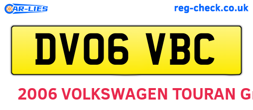 DV06VBC are the vehicle registration plates.