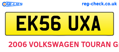 EK56UXA are the vehicle registration plates.