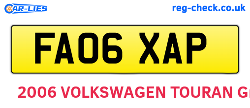 FA06XAP are the vehicle registration plates.