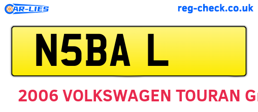 N5BAL are the vehicle registration plates.