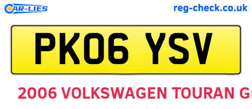 PK06YSV are the vehicle registration plates.