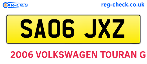SA06JXZ are the vehicle registration plates.