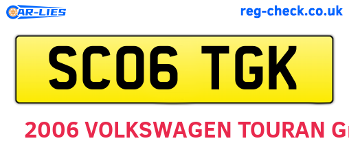 SC06TGK are the vehicle registration plates.
