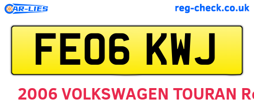 FE06KWJ are the vehicle registration plates.