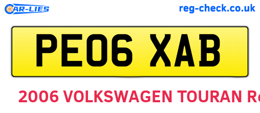 PE06XAB are the vehicle registration plates.
