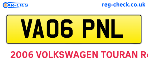 VA06PNL are the vehicle registration plates.