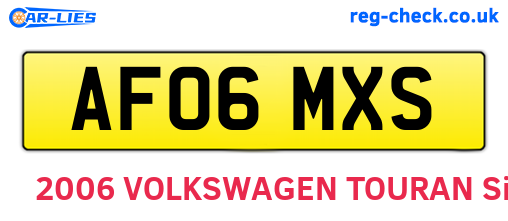 AF06MXS are the vehicle registration plates.