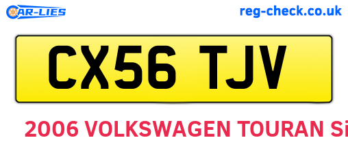 CX56TJV are the vehicle registration plates.