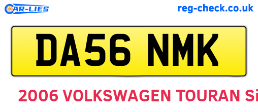 DA56NMK are the vehicle registration plates.