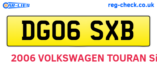 DG06SXB are the vehicle registration plates.