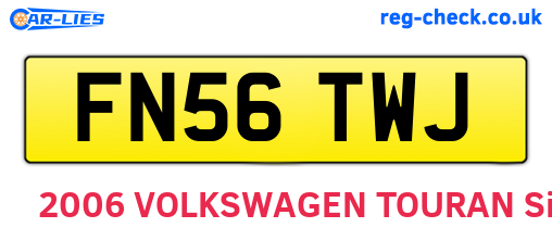 FN56TWJ are the vehicle registration plates.