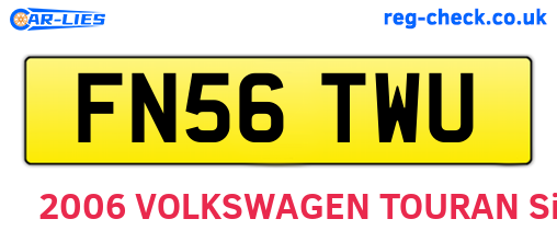 FN56TWU are the vehicle registration plates.