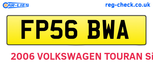 FP56BWA are the vehicle registration plates.