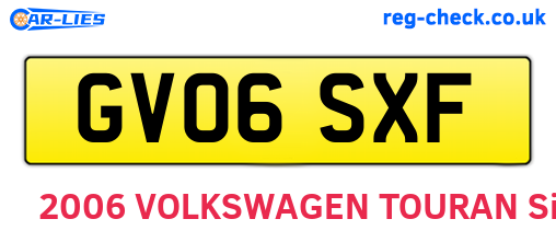 GV06SXF are the vehicle registration plates.