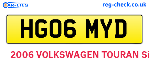 HG06MYD are the vehicle registration plates.