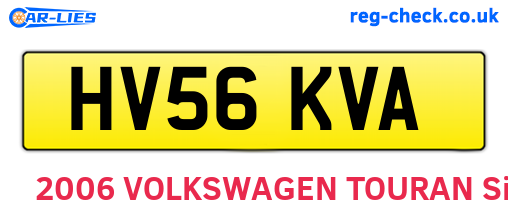 HV56KVA are the vehicle registration plates.