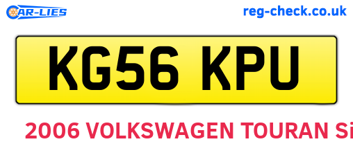 KG56KPU are the vehicle registration plates.