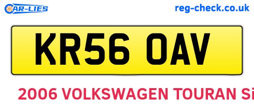 KR56OAV are the vehicle registration plates.