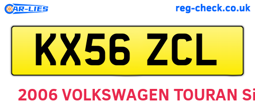 KX56ZCL are the vehicle registration plates.