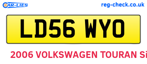 LD56WYO are the vehicle registration plates.