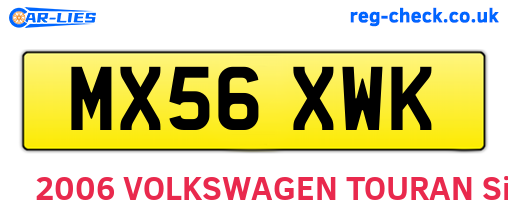 MX56XWK are the vehicle registration plates.