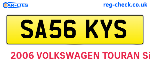 SA56KYS are the vehicle registration plates.