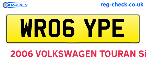 WR06YPE are the vehicle registration plates.