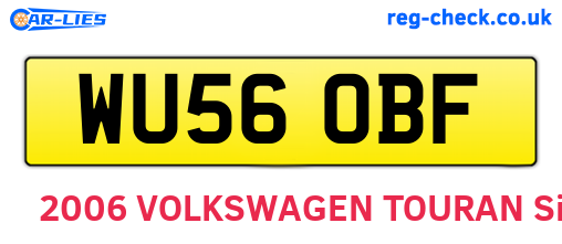 WU56OBF are the vehicle registration plates.