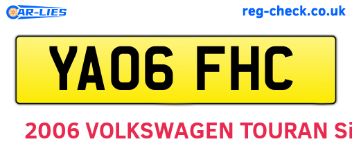 YA06FHC are the vehicle registration plates.