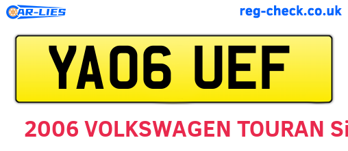 YA06UEF are the vehicle registration plates.