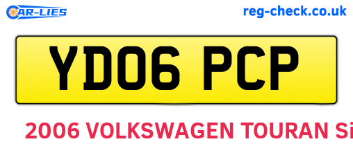 YD06PCP are the vehicle registration plates.