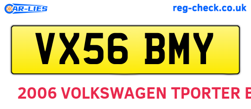 VX56BMY are the vehicle registration plates.