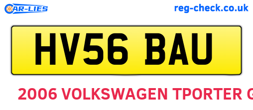 HV56BAU are the vehicle registration plates.