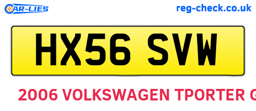 HX56SVW are the vehicle registration plates.