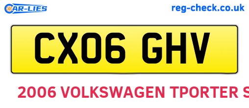 CX06GHV are the vehicle registration plates.