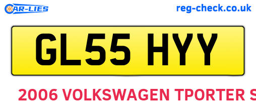 GL55HYY are the vehicle registration plates.
