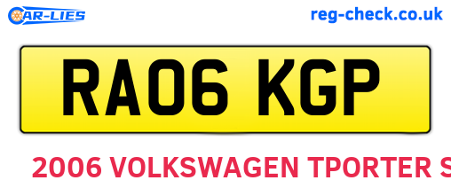 RA06KGP are the vehicle registration plates.