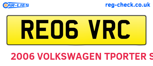 RE06VRC are the vehicle registration plates.